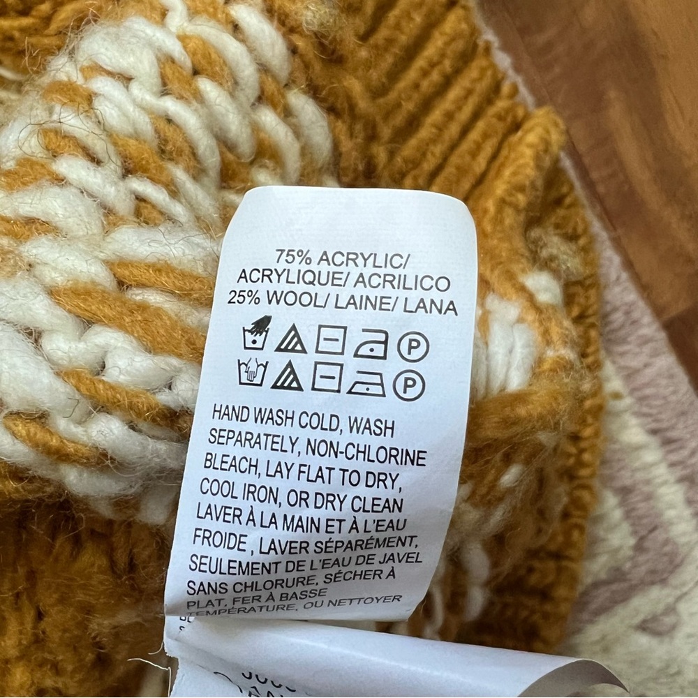 LUCKY BRAND Fair Isle Wool blend Crewneck Sweater Long Sleeve Mustard SOLD - Picture 5 of 8